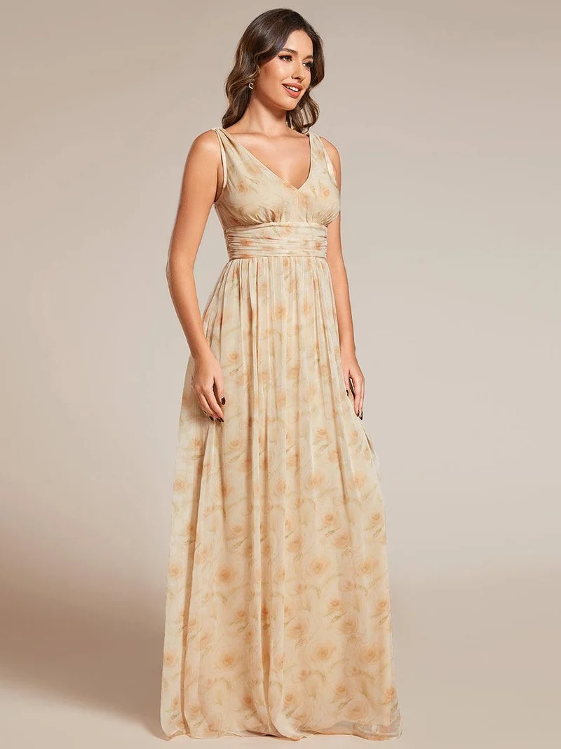 ever HUSH|Robe de demoiselle d'honneur en mousseline à col en V