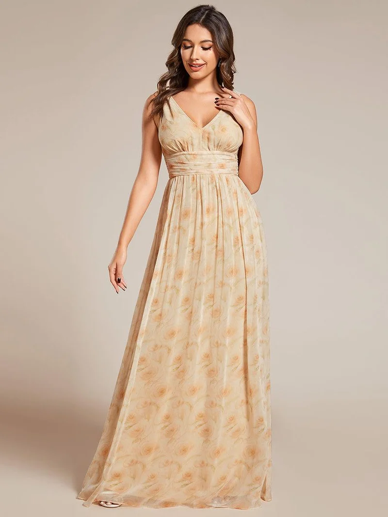 ever HUSH|Robe de demoiselle d'honneur en mousseline à col en V