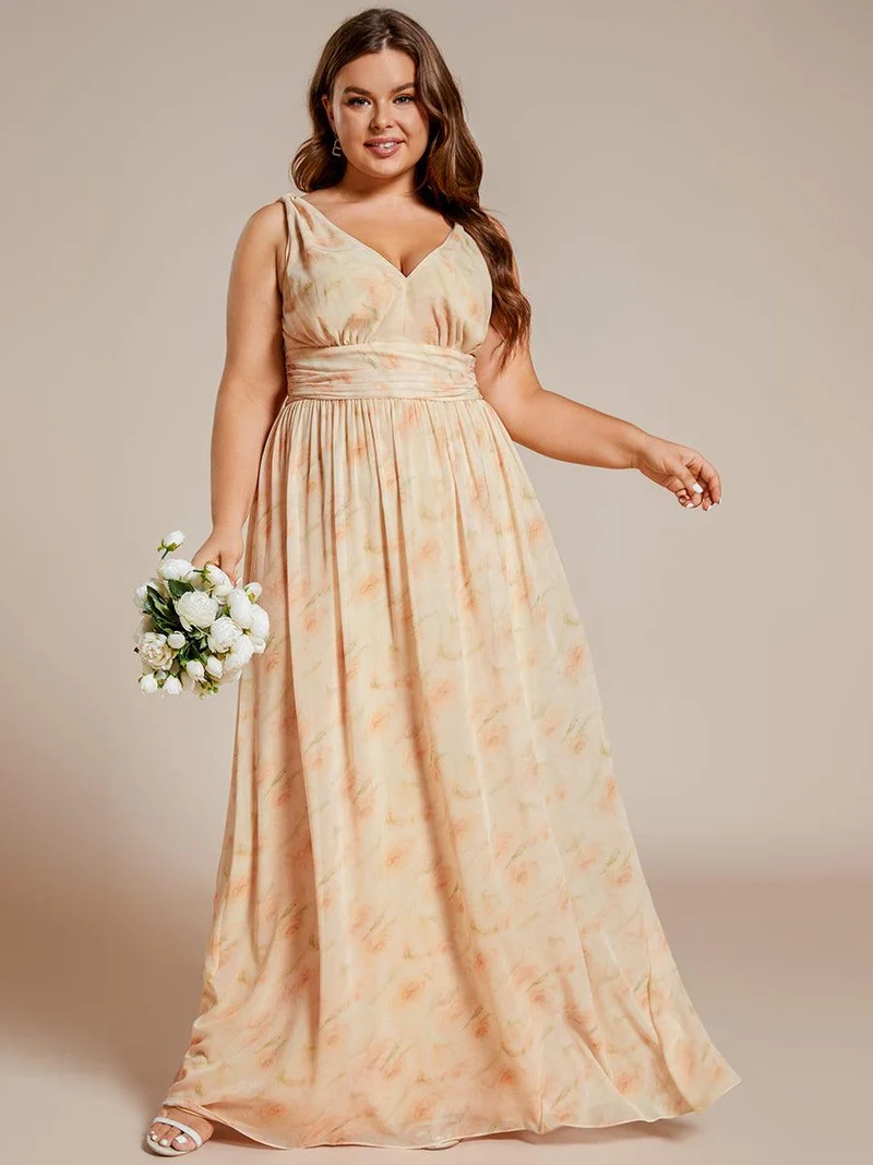 ever HUSH|Robe de demoiselle d'honneur en mousseline à col en V