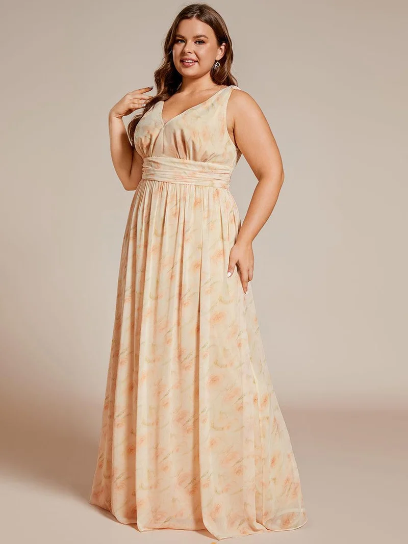 ever HUSH|Robe de demoiselle d'honneur en mousseline à col en V