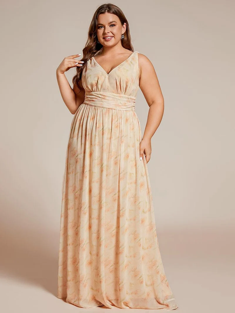 ever HUSH|Robe de demoiselle d'honneur en mousseline à col en V