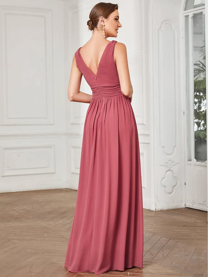 ever HUSH|Robe de demoiselle d'honneur en mousseline à col en V