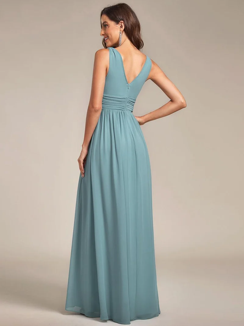 ever HUSH|Robe de demoiselle d'honneur en mousseline à col en V