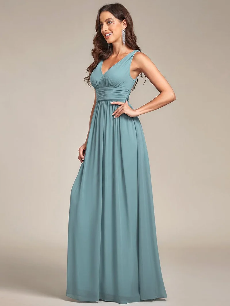 ever HUSH|Robe de demoiselle d'honneur en mousseline à col en V