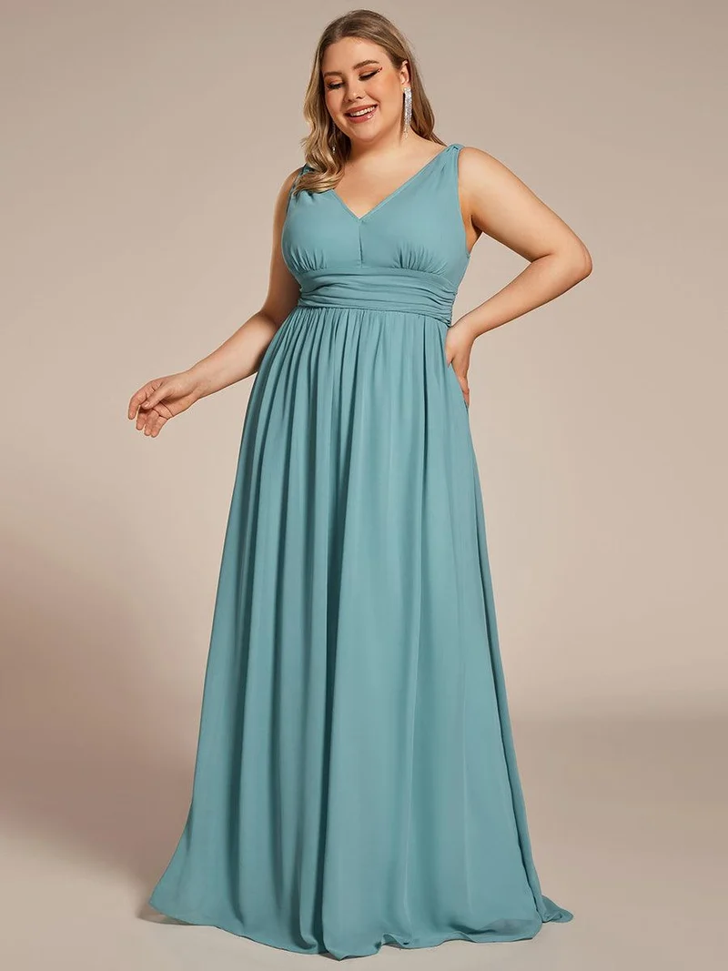 ever HUSH|Robe de demoiselle d'honneur en mousseline à col en V