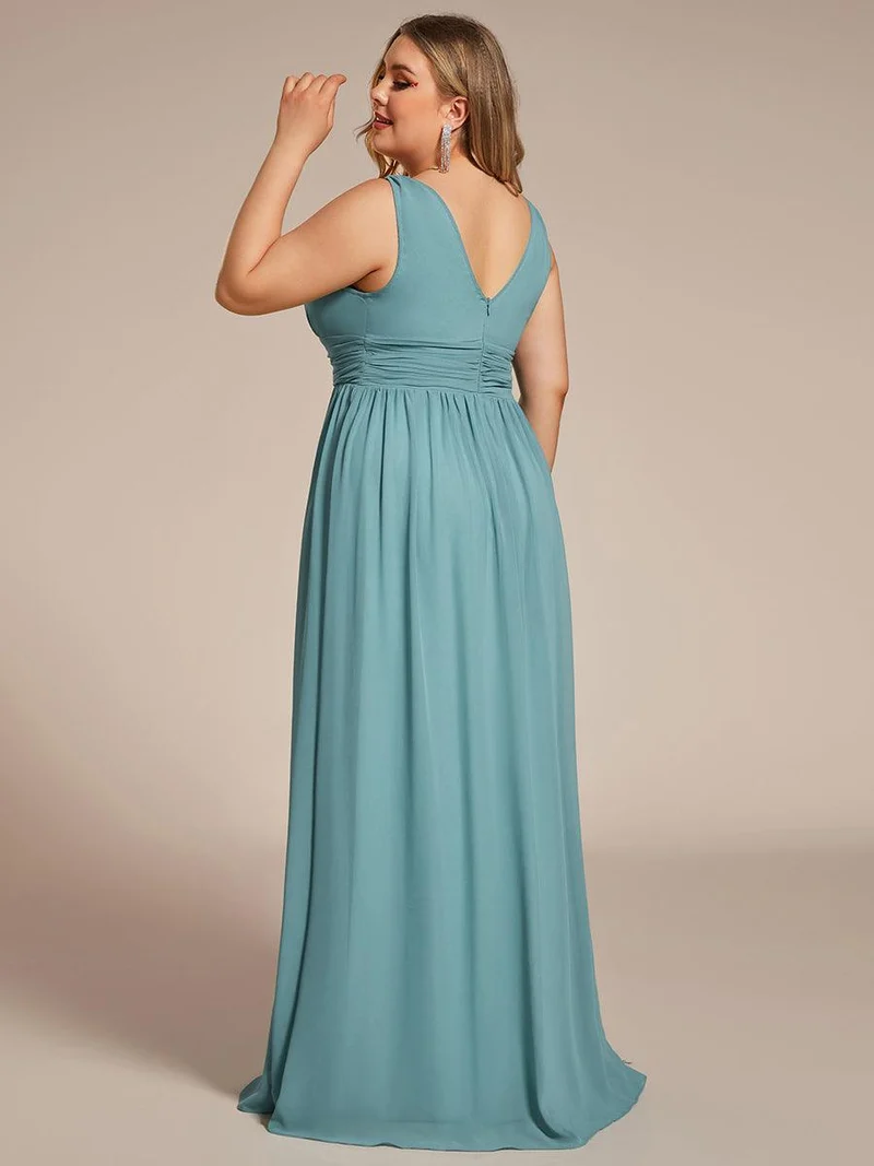 ever HUSH|Robe de demoiselle d'honneur en mousseline à col en V