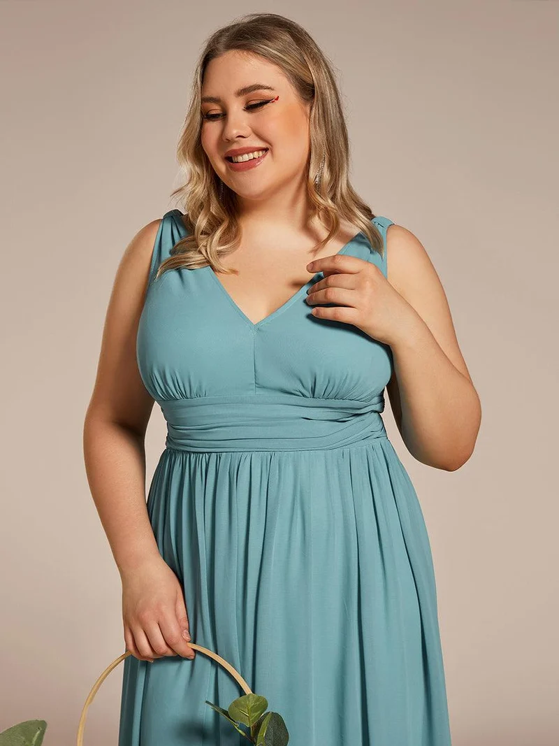 ever HUSH|Robe de demoiselle d'honneur en mousseline à col en V