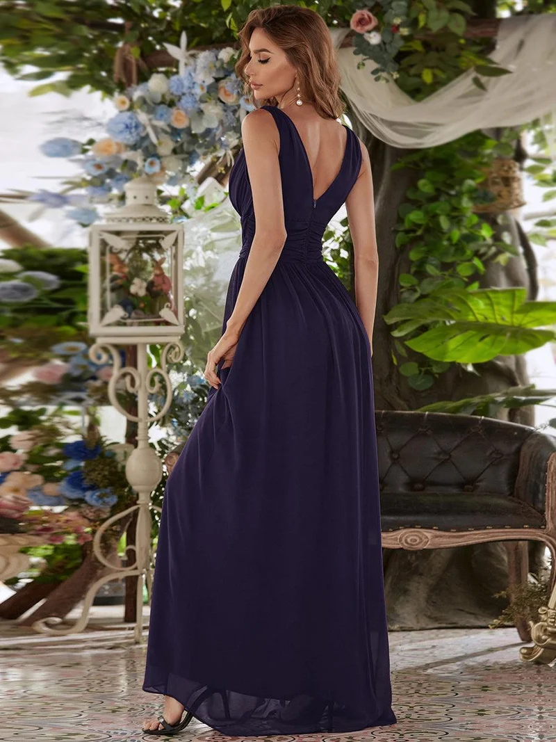 ever HUSH|Robe de demoiselle d'honneur en mousseline à col en V