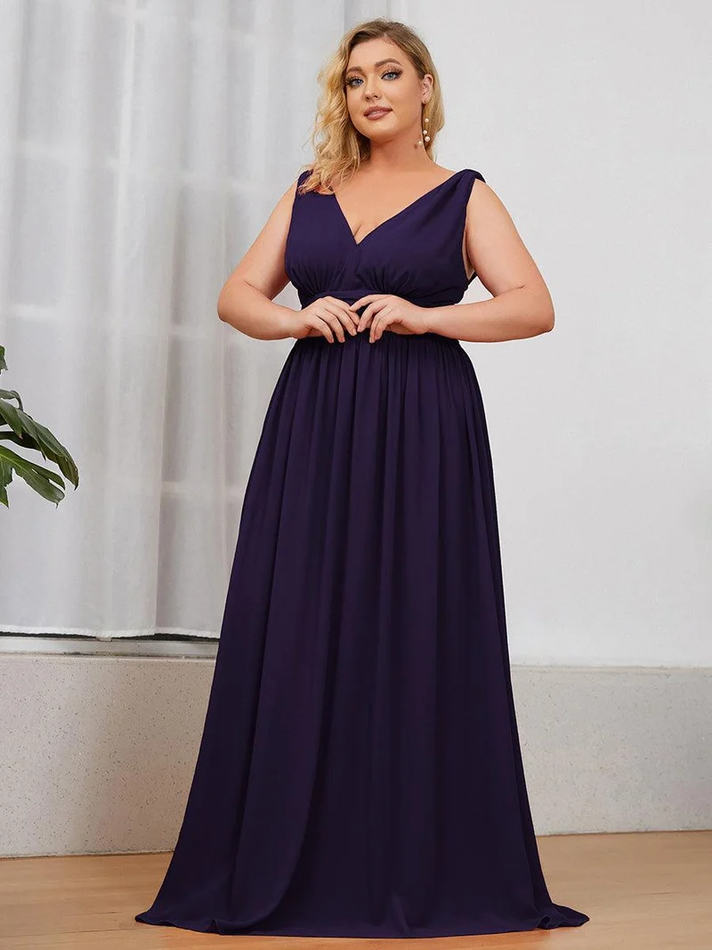ever HUSH|Robe de demoiselle d'honneur en mousseline à col en V