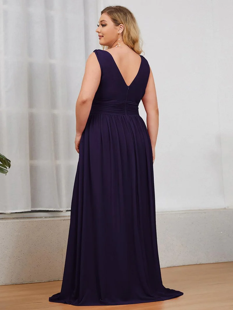 ever HUSH|Robe de demoiselle d'honneur en mousseline à col en V