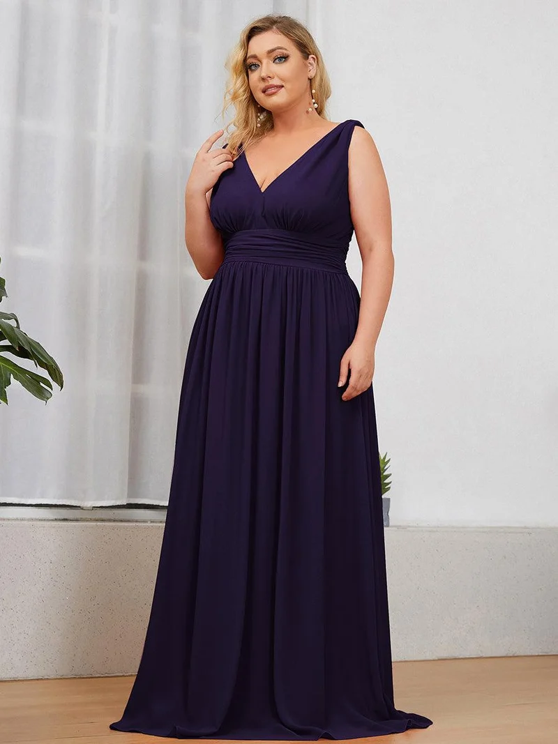 ever HUSH|Robe de demoiselle d'honneur en mousseline à col en V