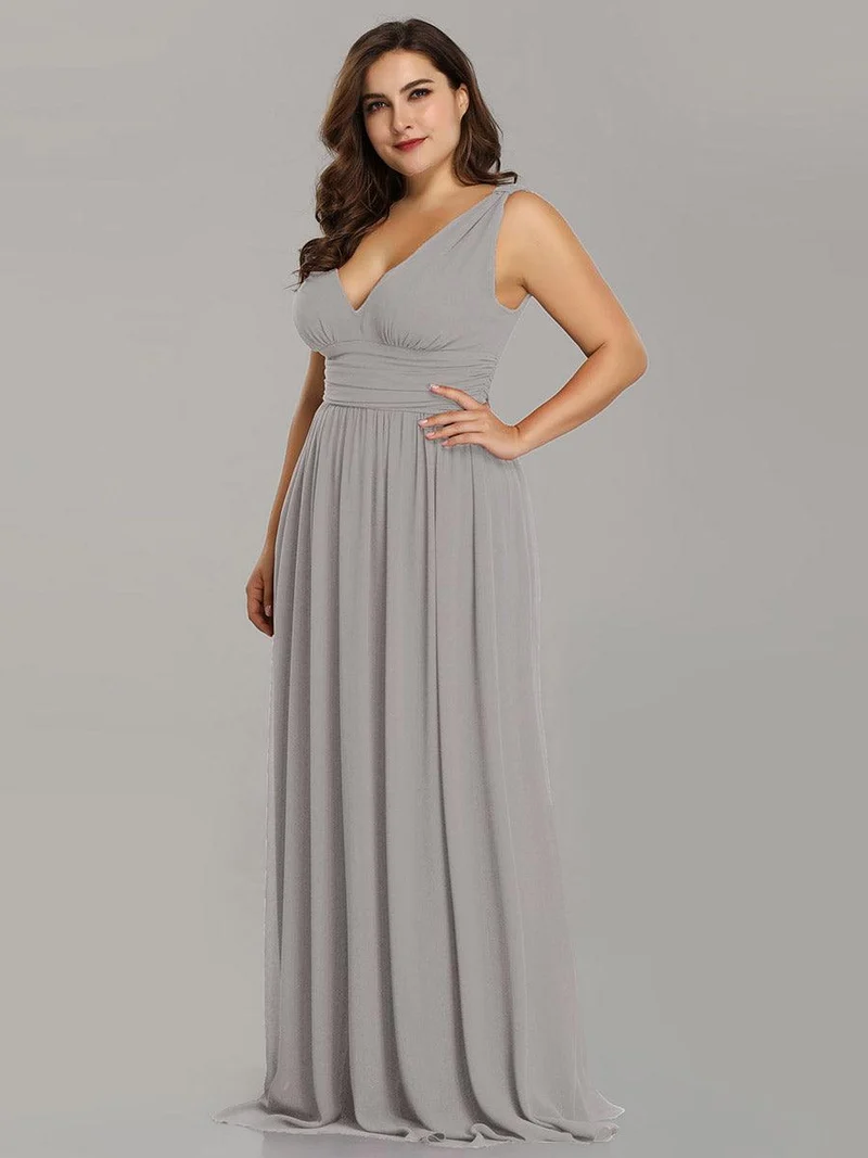 ever HUSH|Robe de demoiselle d'honneur en mousseline à col en V