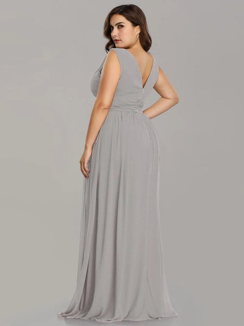 ever HUSH|Robe de demoiselle d'honneur en mousseline à col en V