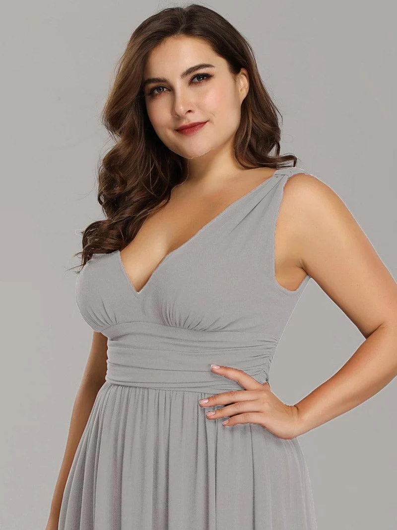 ever HUSH|Robe de demoiselle d'honneur en mousseline à col en V