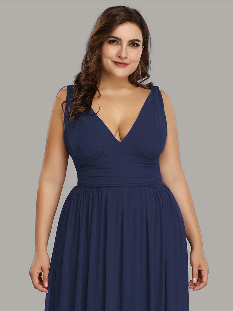 ever HUSH|Robe de demoiselle d'honneur en mousseline à col en V