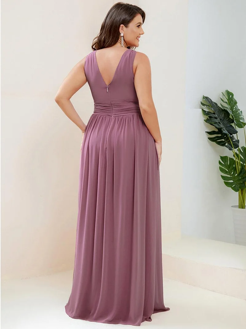 ever HUSH|Robe de demoiselle d'honneur en mousseline à col en V