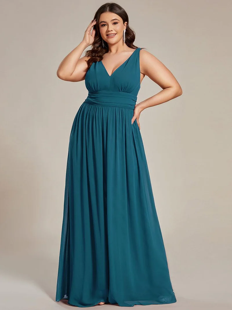 ever HUSH|Robe de demoiselle d'honneur en mousseline à col en V