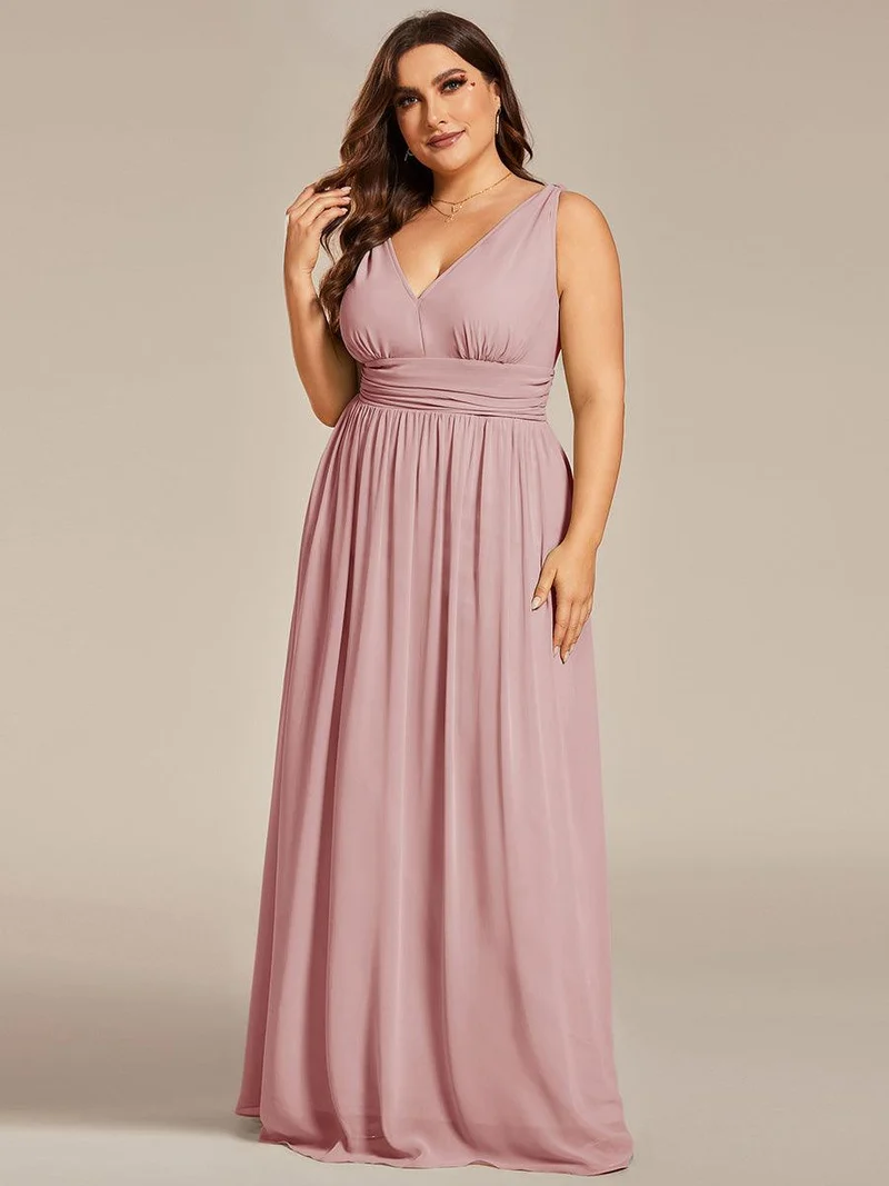ever HUSH|Robe de demoiselle d'honneur en mousseline à col en V