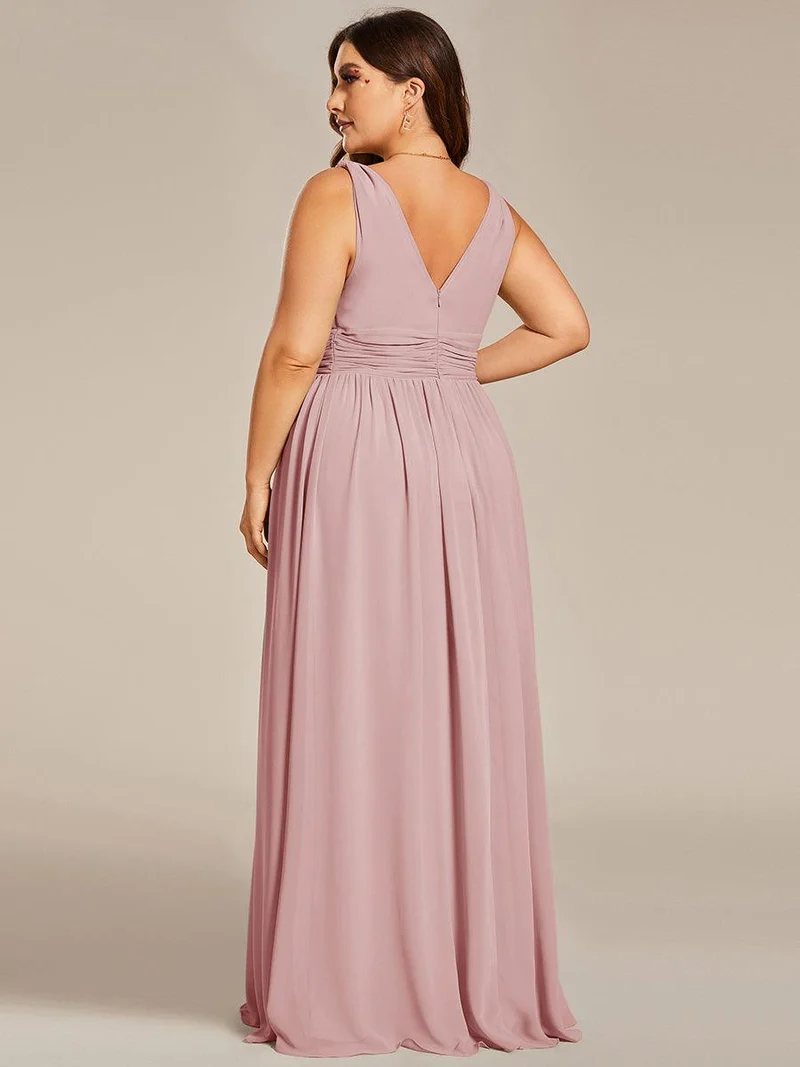 ever HUSH|Robe de demoiselle d'honneur en mousseline à col en V