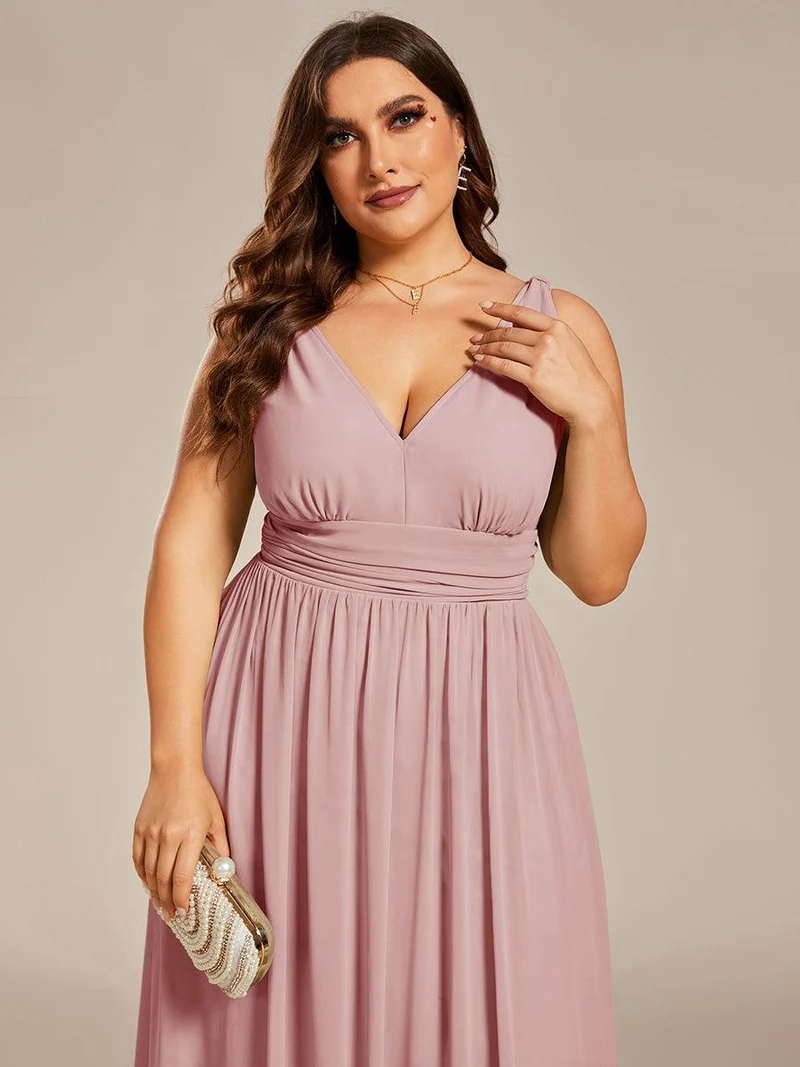 ever HUSH|Robe de demoiselle d'honneur en mousseline à col en V