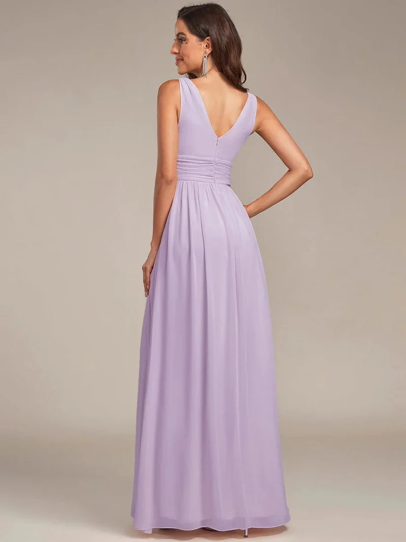 ever HUSH|Robe de demoiselle d'honneur en mousseline à col en V