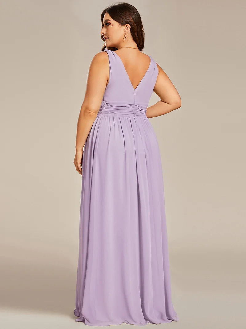 ever HUSH|Robe de demoiselle d'honneur en mousseline à col en V