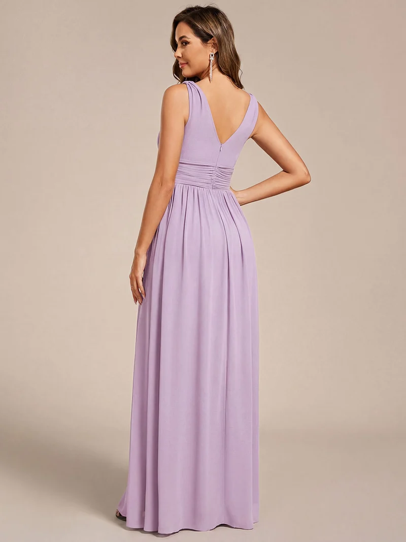 ever HUSH|Robe de demoiselle d'honneur en mousseline à col en V