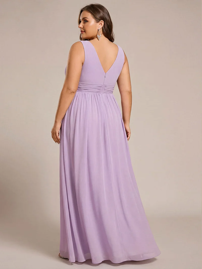 ever HUSH|Robe de demoiselle d'honneur en mousseline à col en V
