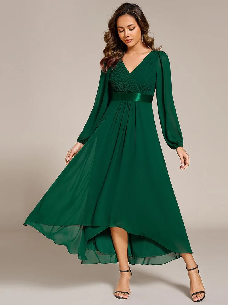 ever KEYLA|Robe midi invitée mariage à manches longues en mousseline