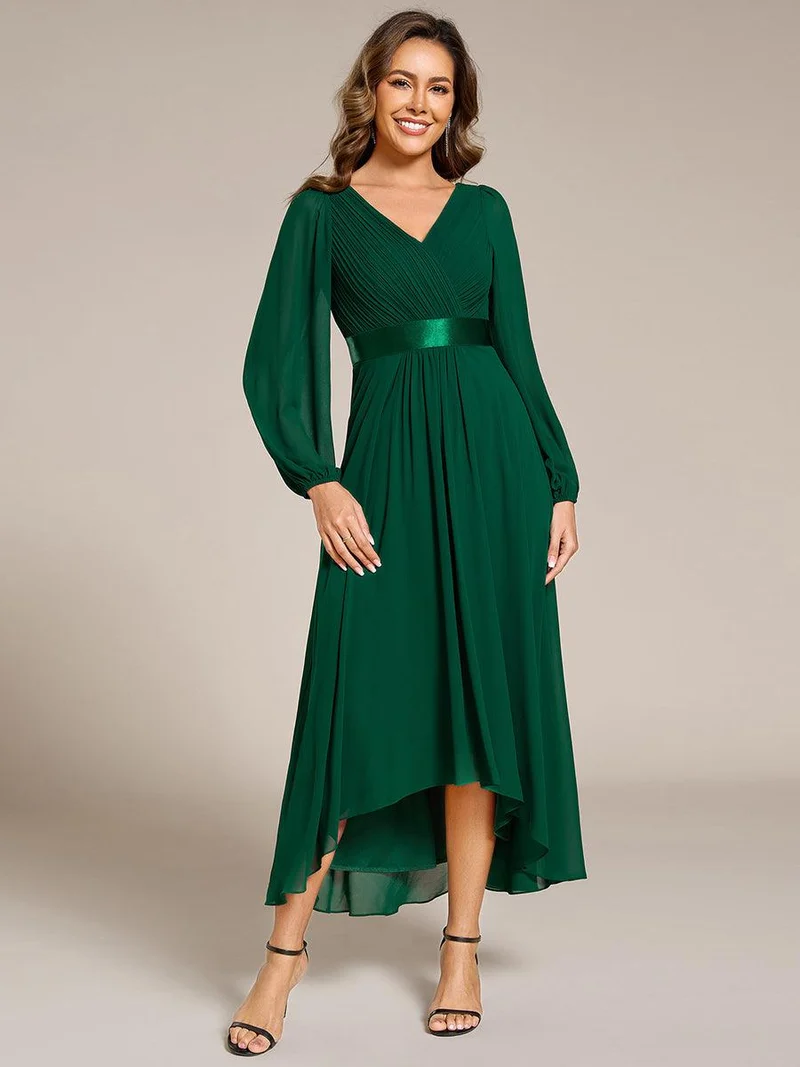 ever KEYLA|Robe midi invitée mariage à manches longues en mousseline