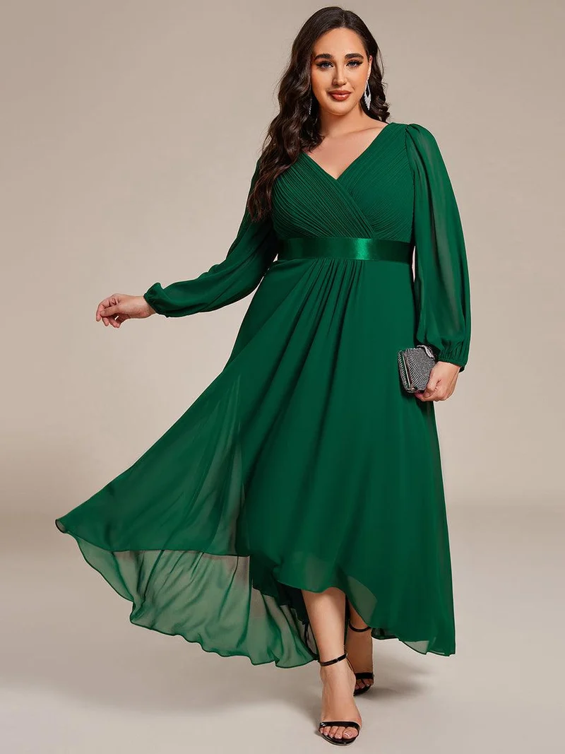 ever KEYLA|Robe midi invitée mariage à manches longues en mousseline