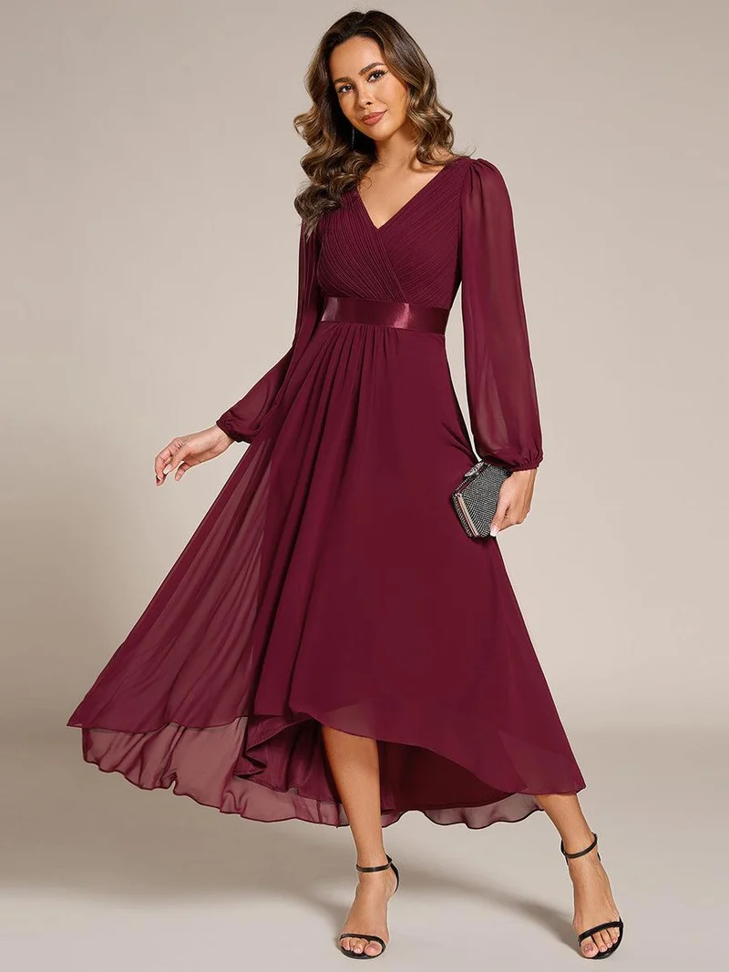 ever KEYLA|Robe midi invitée mariage à manches longues en mousseline