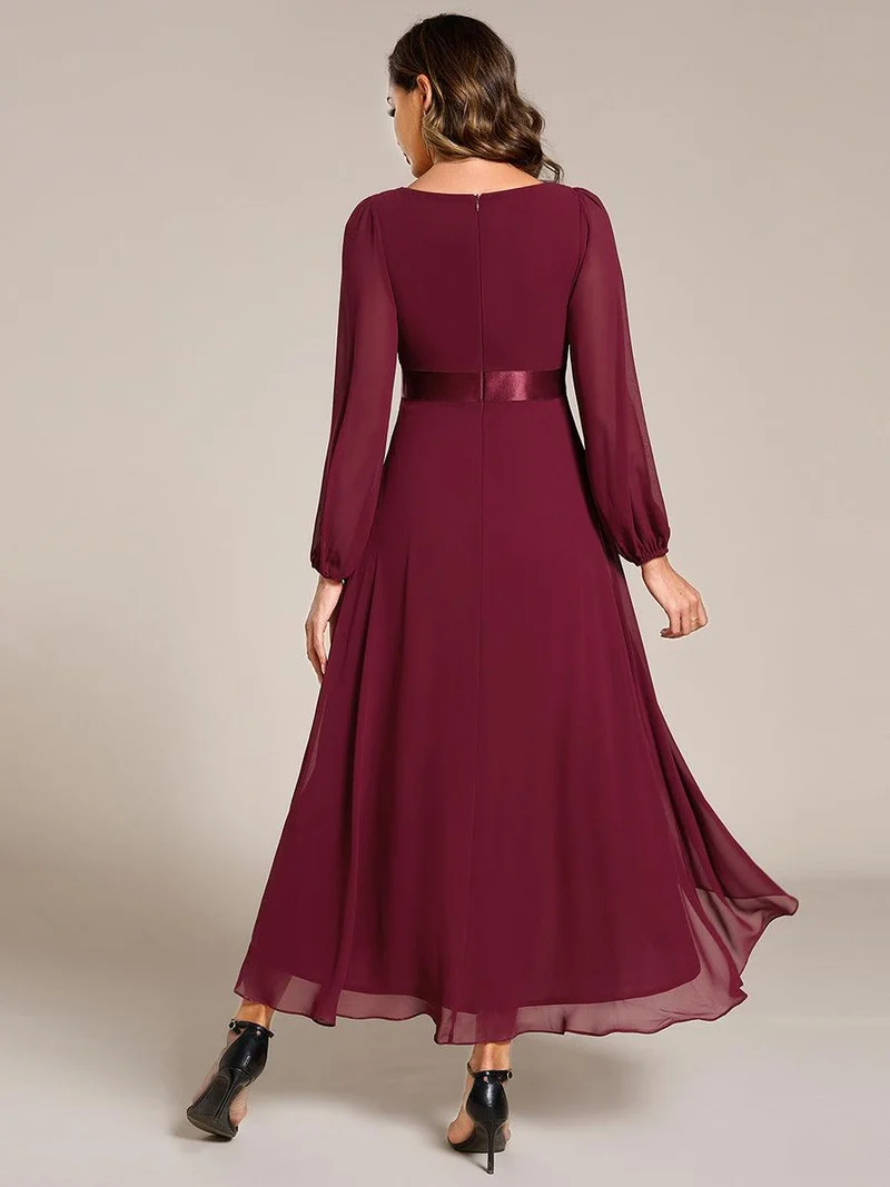 ever KEYLA|Robe midi invitée mariage à manches longues en mousseline