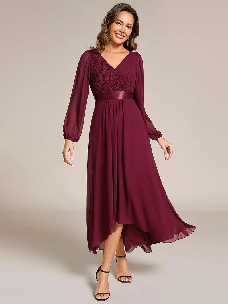 ever KEYLA|Robe midi invitée mariage à manches longues en mousseline
