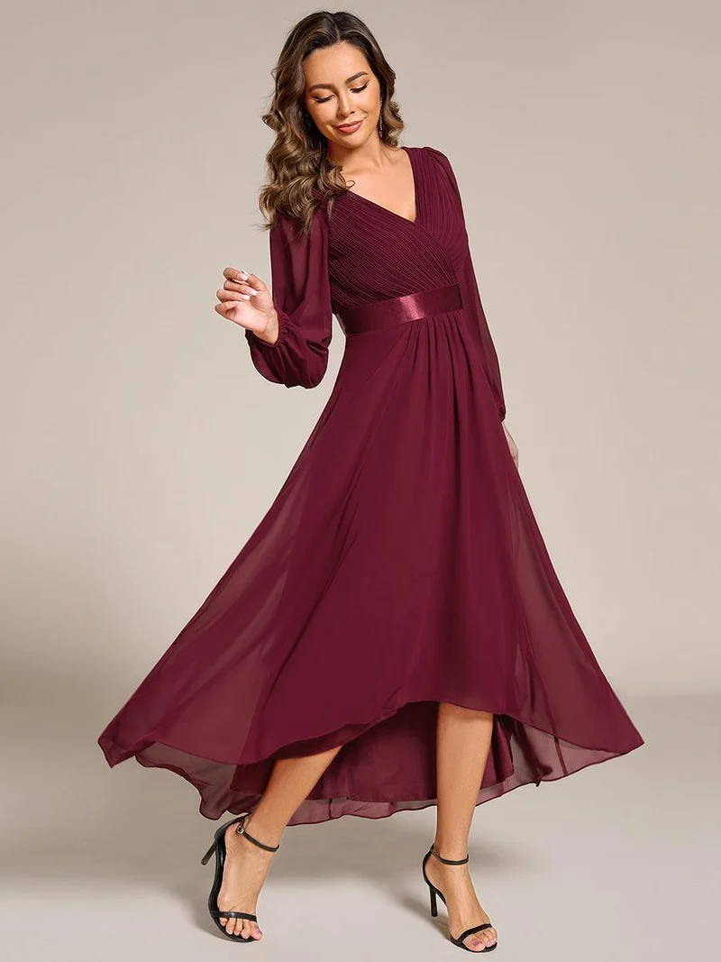 ever KEYLA|Robe midi invitée mariage à manches longues en mousseline
