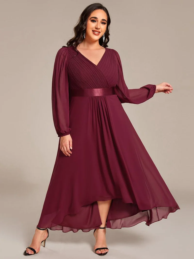 ever KEYLA|Robe midi invitée mariage à manches longues en mousseline