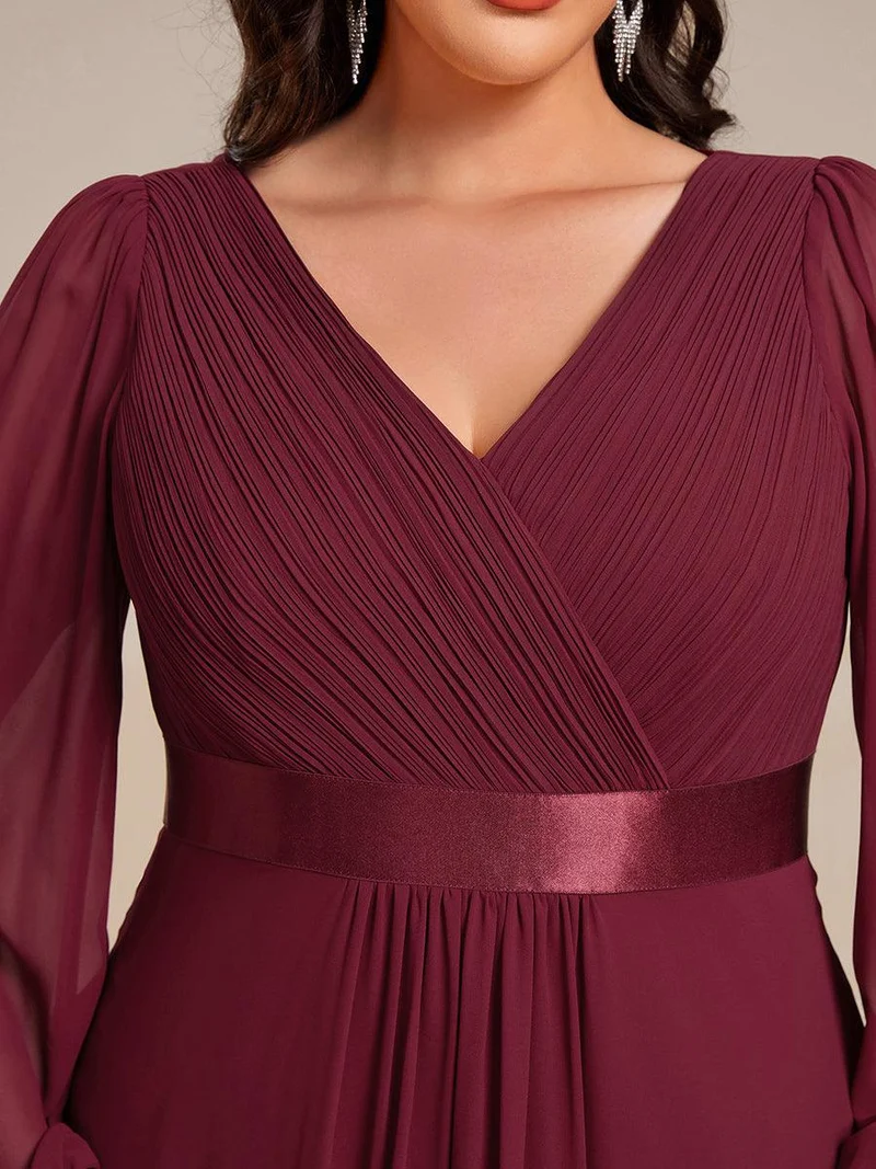 ever KEYLA|Robe midi invitée mariage à manches longues en mousseline