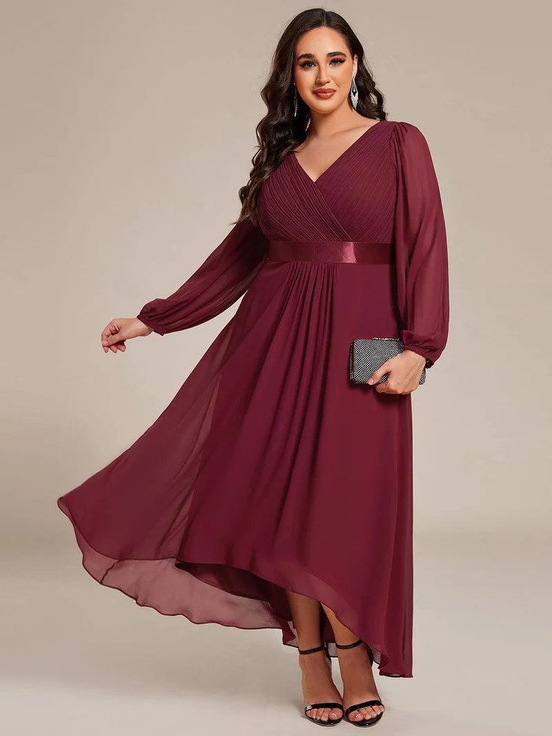 ever KEYLA|Robe midi invitée mariage à manches longues en mousseline