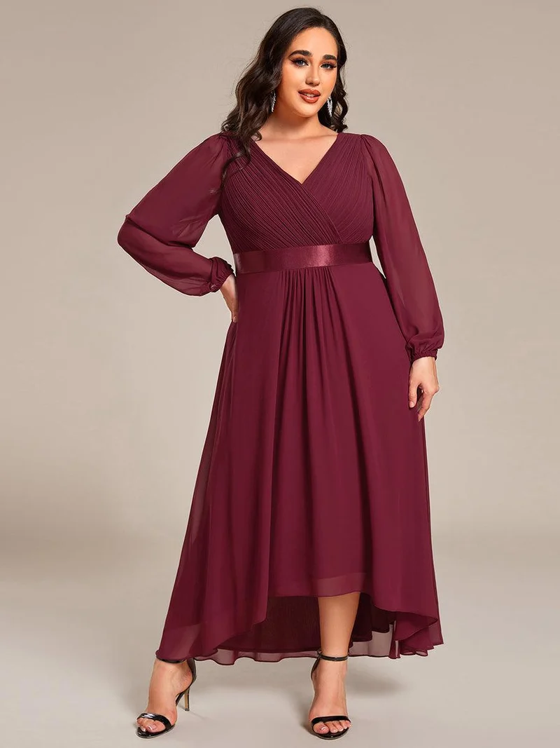 ever KEYLA|Robe midi invitée mariage à manches longues en mousseline