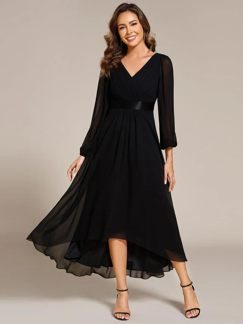 ever KEYLA|Robe midi invitée mariage à manches longues en mousseline