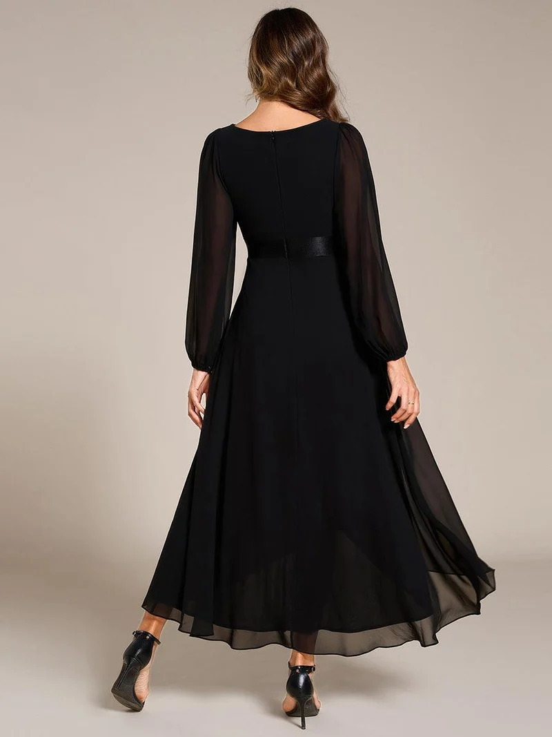 ever KEYLA|Robe midi invitée mariage à manches longues en mousseline