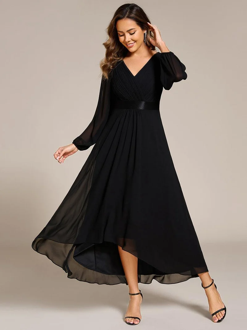 ever KEYLA|Robe midi invitée mariage à manches longues en mousseline