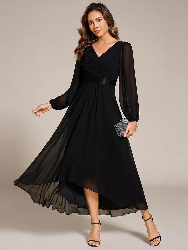 ever KEYLA|Robe midi invitée mariage à manches longues en mousseline
