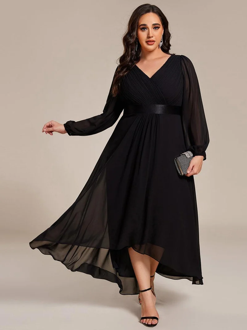 ever KEYLA|Robe midi invitée mariage à manches longues en mousseline