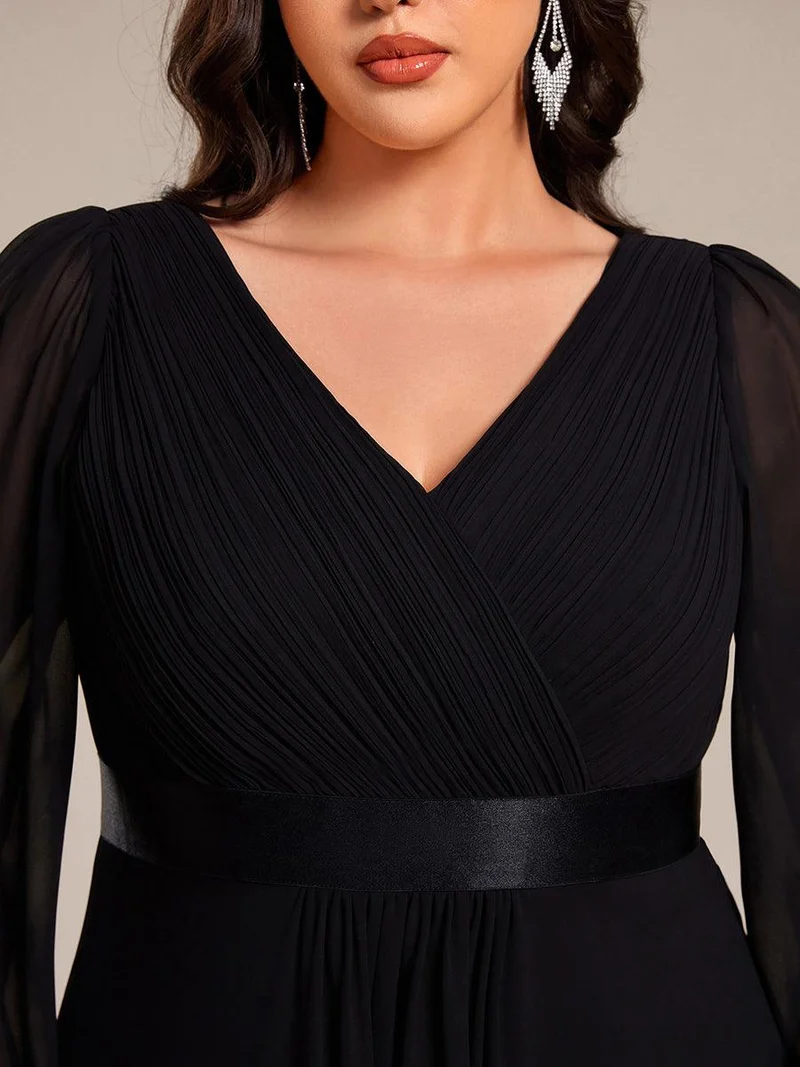 ever KEYLA|Robe midi invitée mariage à manches longues en mousseline
