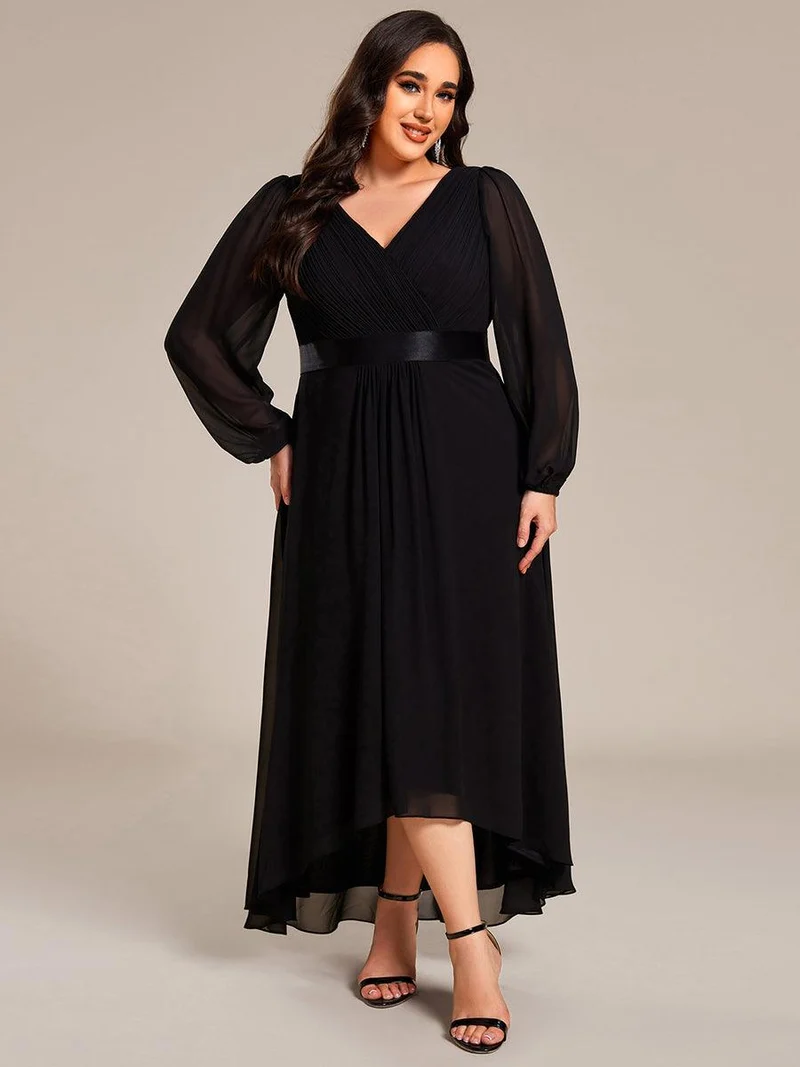 ever KEYLA|Robe midi invitée mariage à manches longues en mousseline