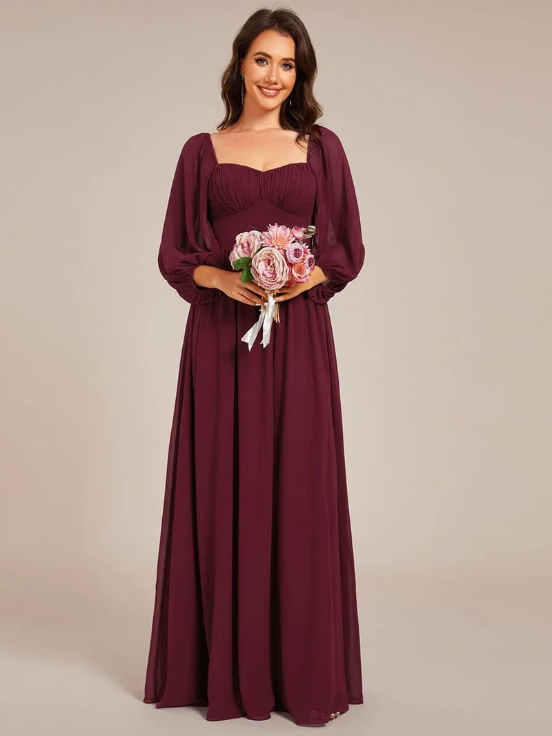 ever OAKLYN|Robe de demoiselle d'honneur en mousseline à col en cœur(Vente Finale)
