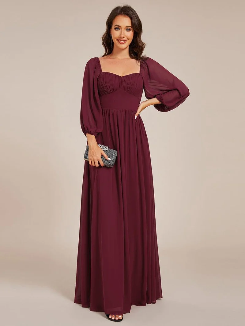 ever OAKLYN|Robe de demoiselle d'honneur en mousseline à col en cœur(Vente Finale)