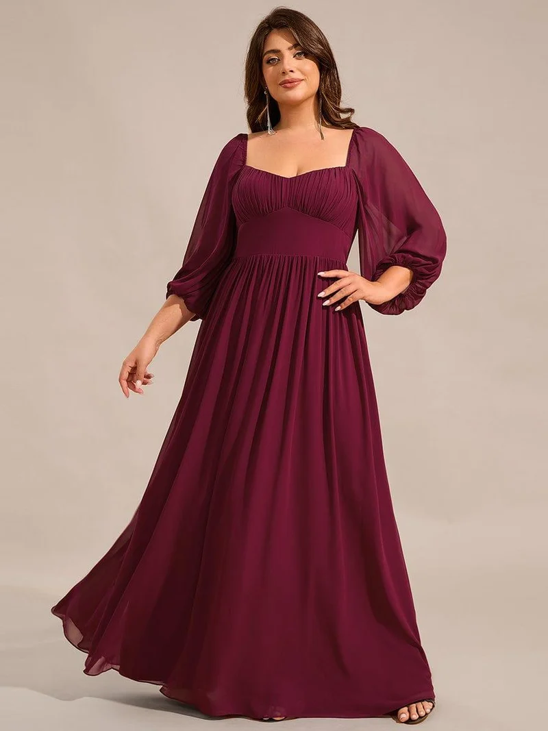 ever OAKLYN|Robe de demoiselle d'honneur en mousseline à col en cœur(Vente Finale)