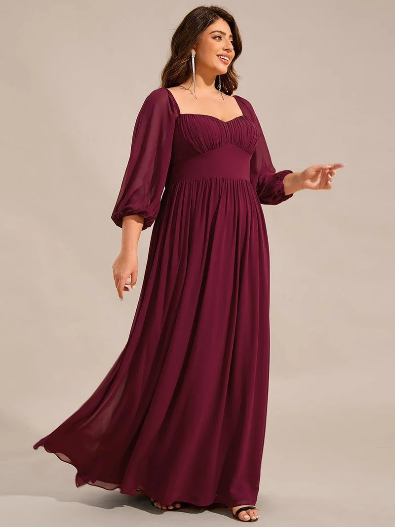 ever OAKLYN|Robe de demoiselle d'honneur en mousseline à col en cœur(Vente Finale)